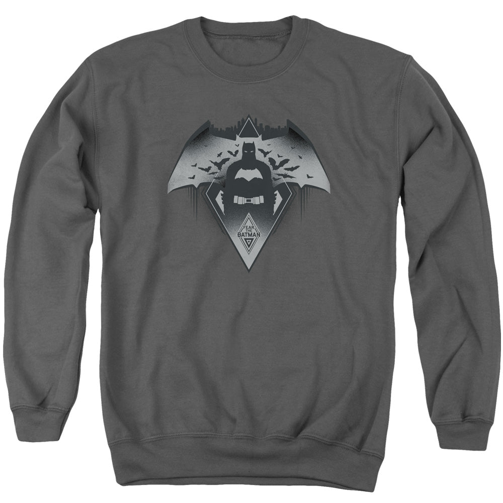 Batman V Superman Fear Mens Crewneck Sweatshirt Charcoal Officially Licensed