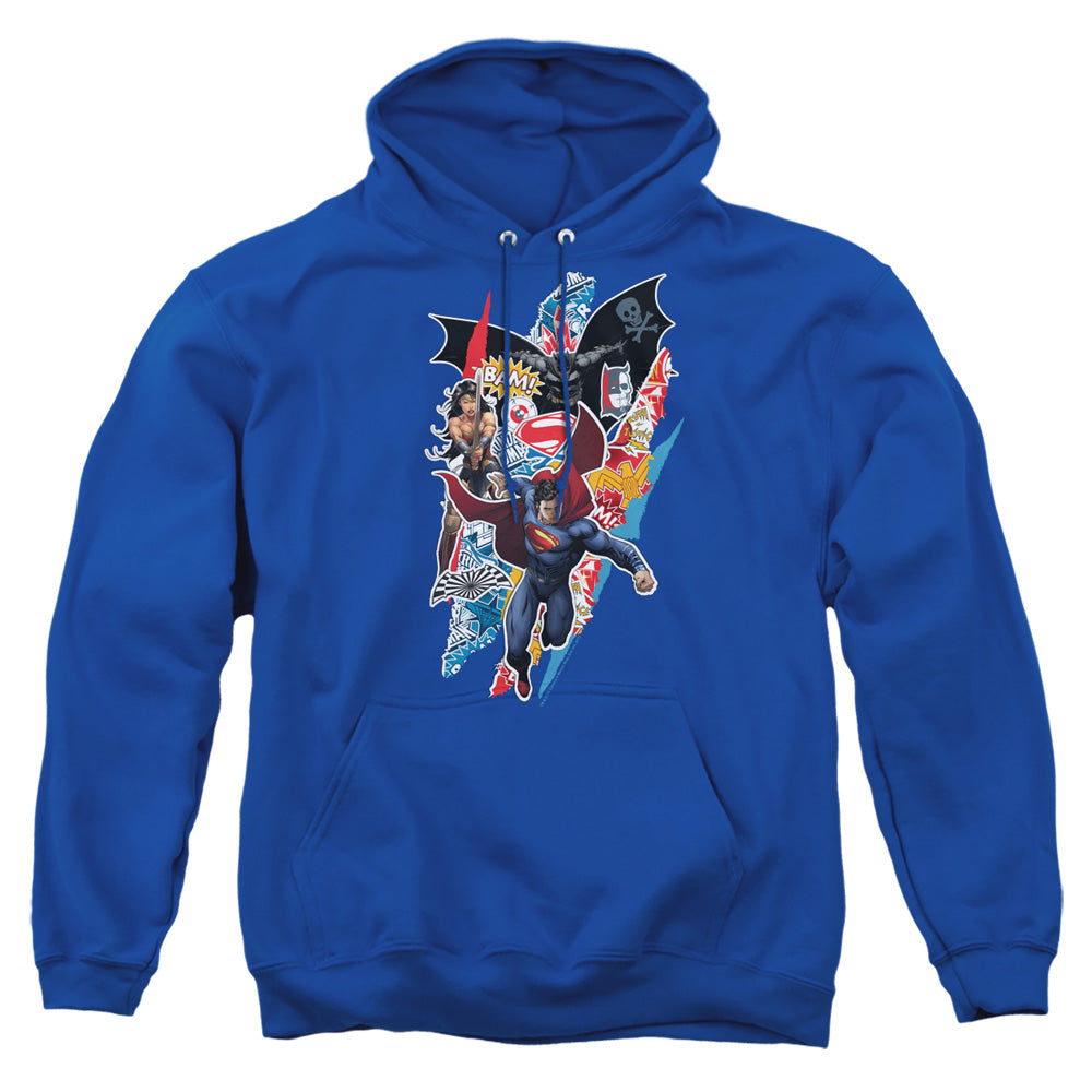 Batman V Superman Ripped Trio Mens Hoodie Royal