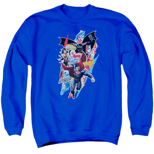 Batman V Superman Ripped Trio Mens Crewneck Sweatshirt Royal Officially Licensed