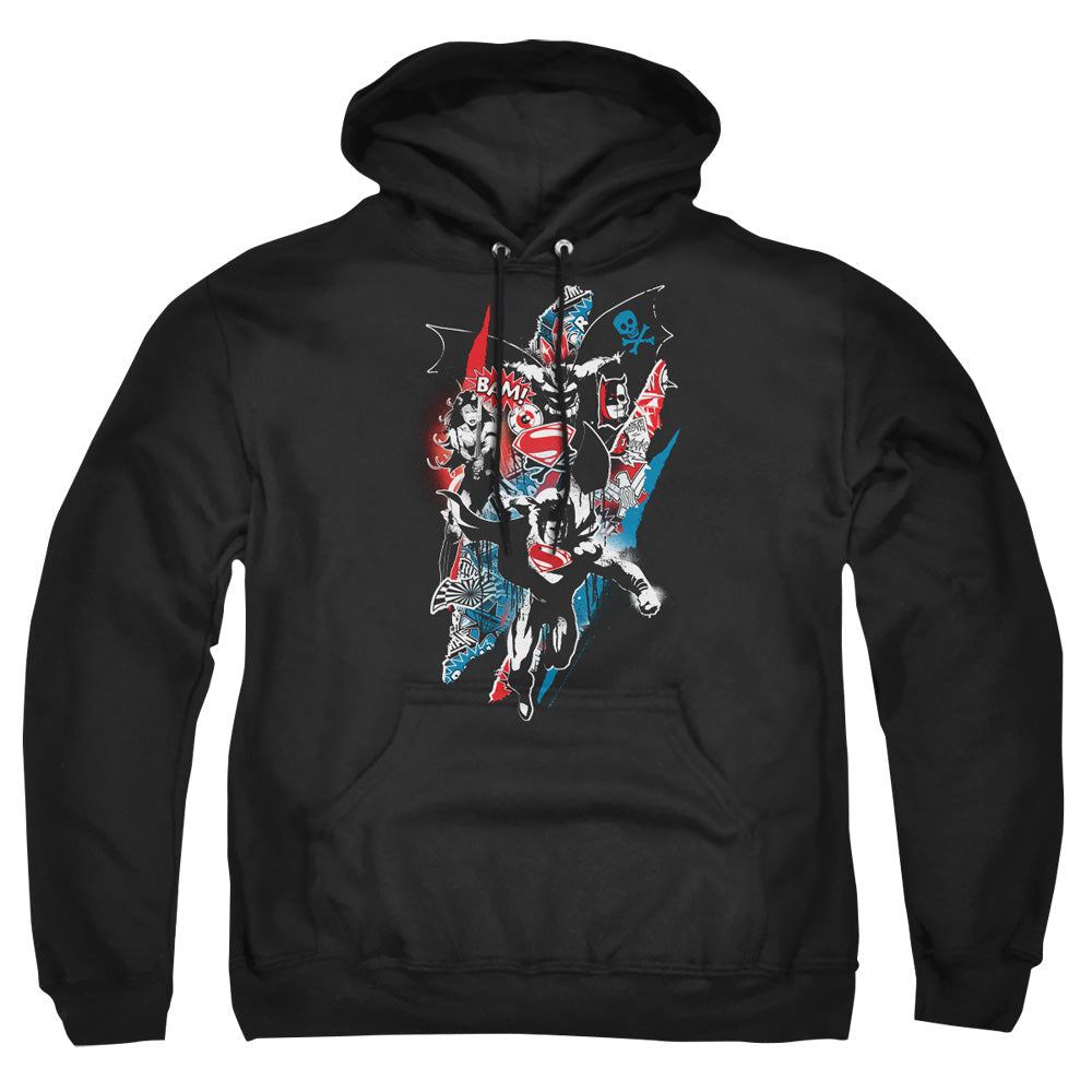 Batman V Superman Ripped Trio 2 Mens Hoodie Black