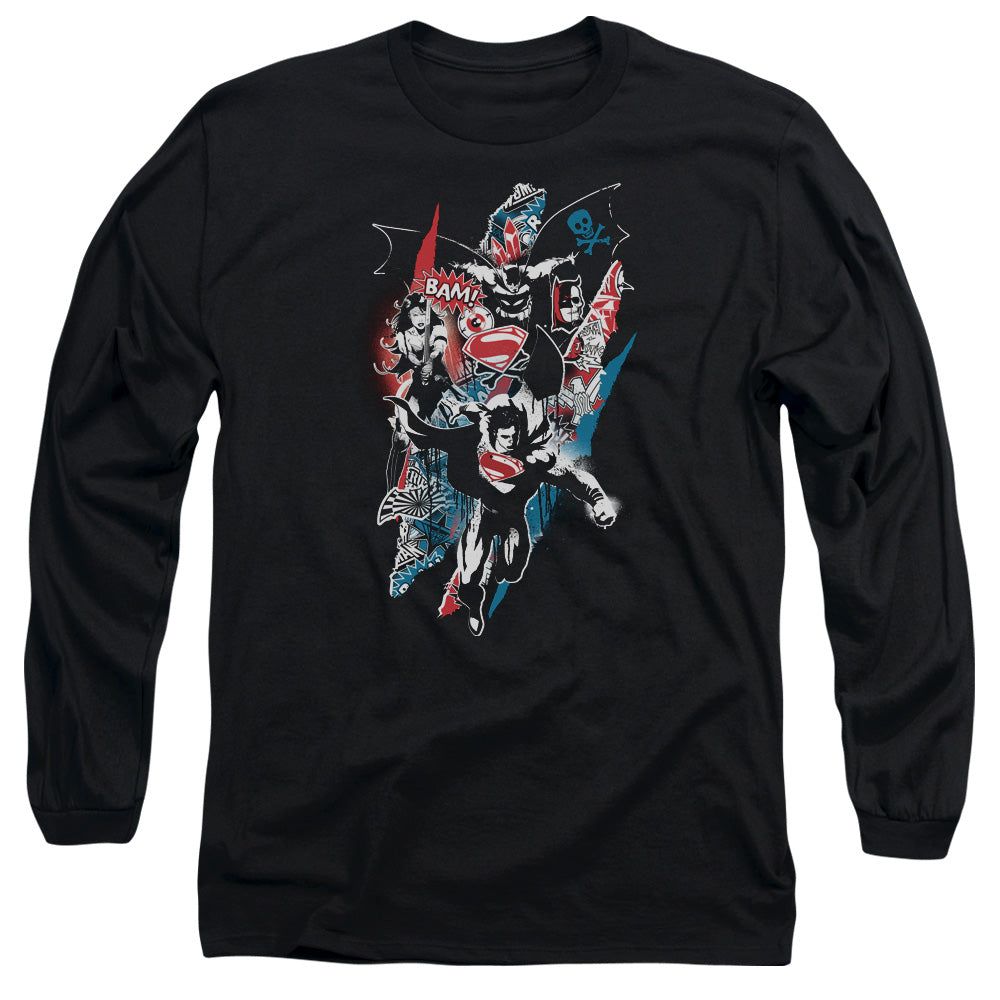 Batman V Superman Ripped Trio 2 Mens Long Sleeve Shirt Black