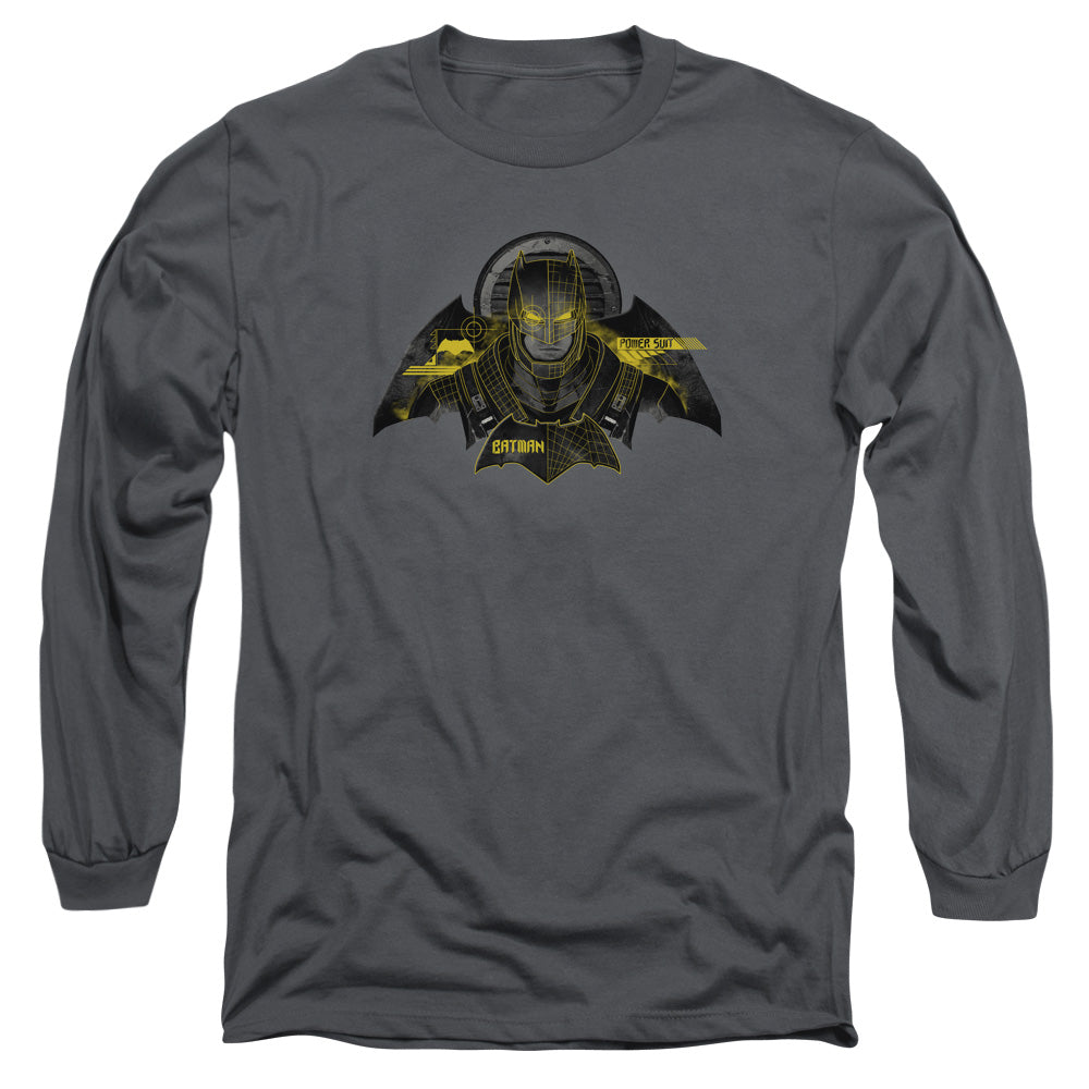 Batman V Superman Batman Tech Mens Long Sleeve Shirt Charcoal