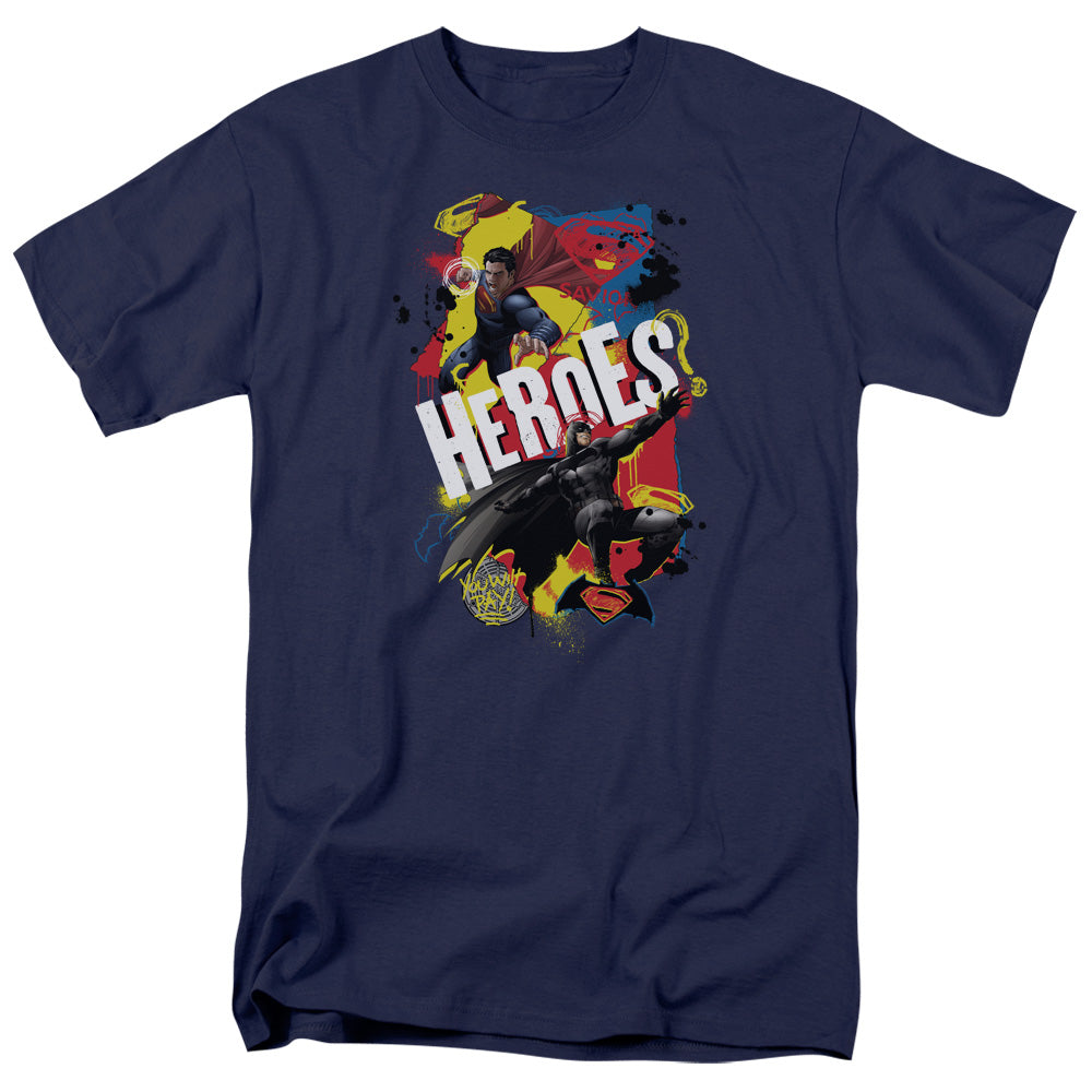 Batman V Superman Double Hero Mens T Shirt Navy