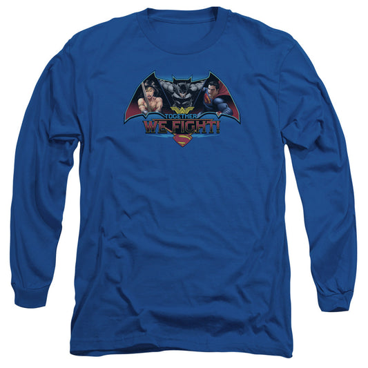 Batman V Superman Together We Fight Mens Long Sleeve Shirt Royal