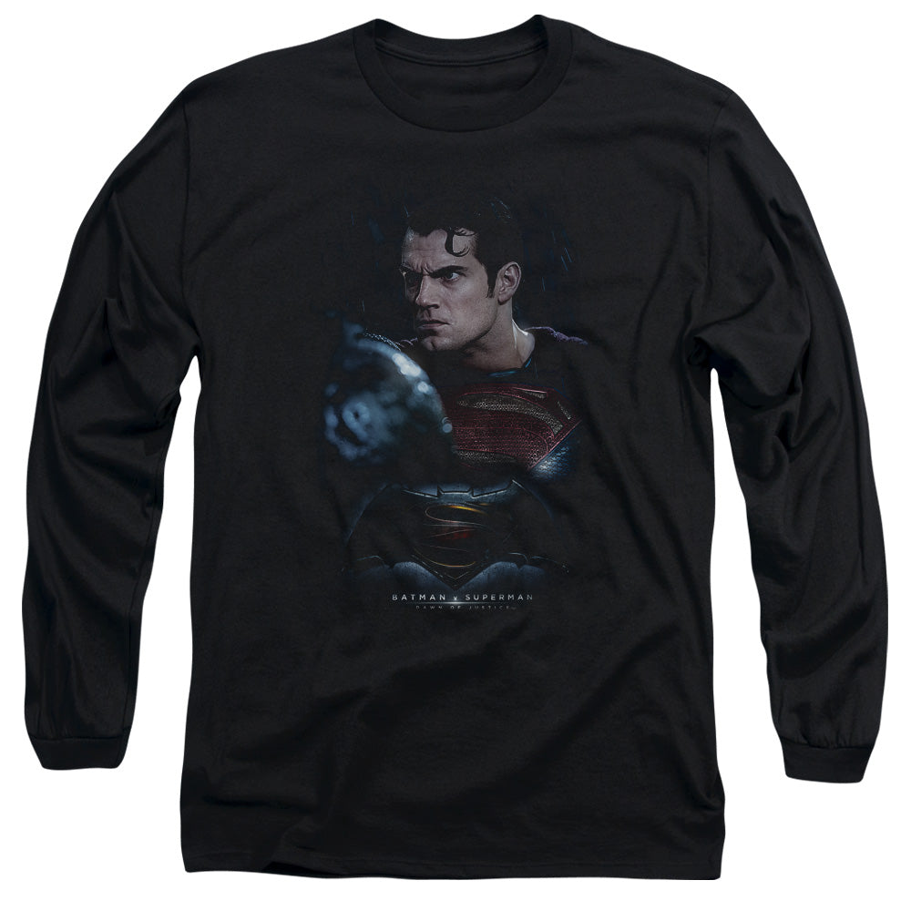 Batman V Superman Super Angry Mens Long Sleeve Shirt Black