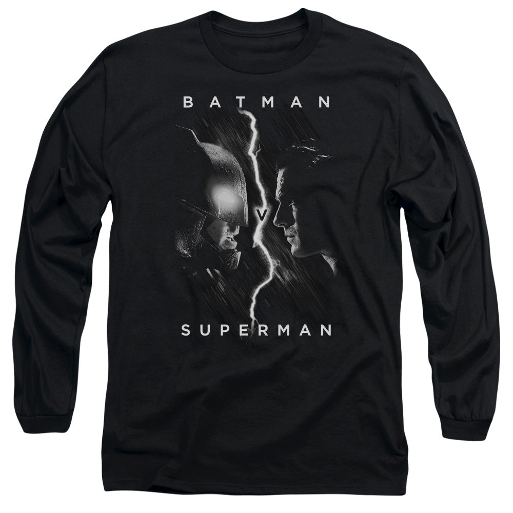 Batman V Superman Face To Face Mens Long Sleeve Shirt Black