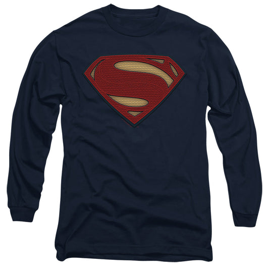 Batman V Superman Superman Costume Shield Mens Long Sleeve Shirt Navy