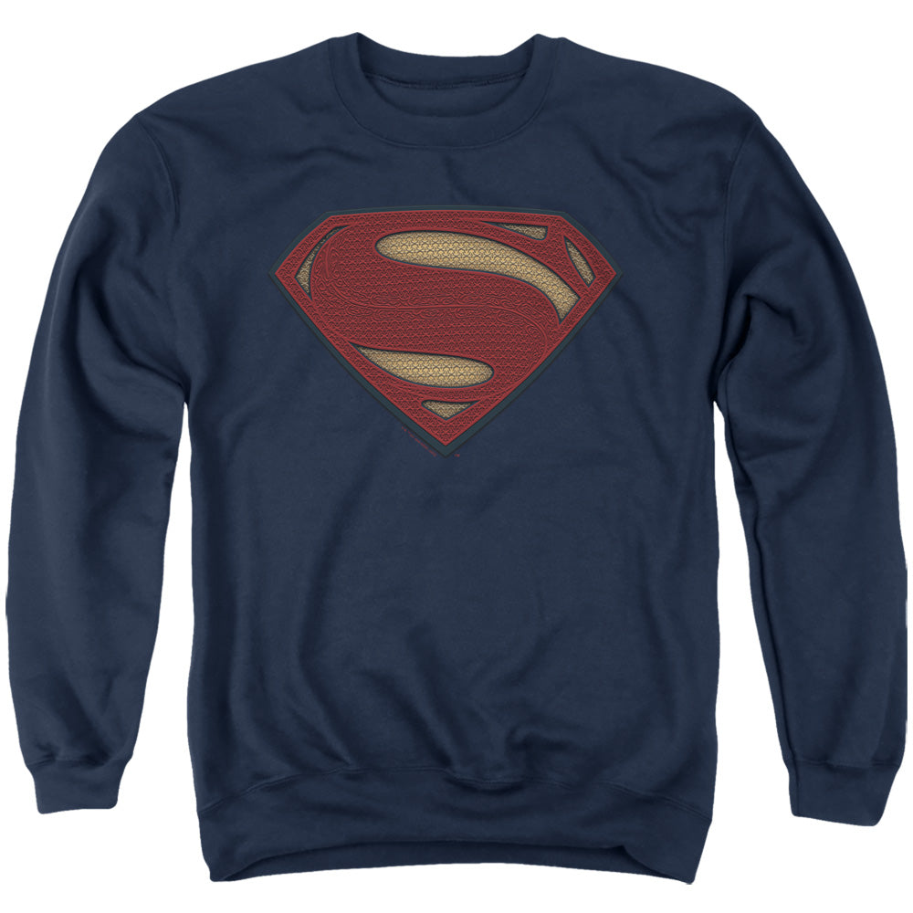 Batman V Superman Superman Costume Shield Mens Crewneck Sweatshirt Navy Officially Licensed