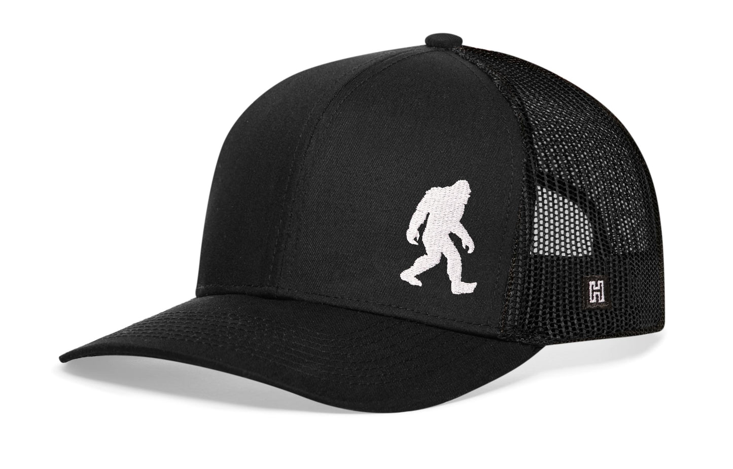 Bigfoot Trucker Haka Hat Black Sasquatch Snapback