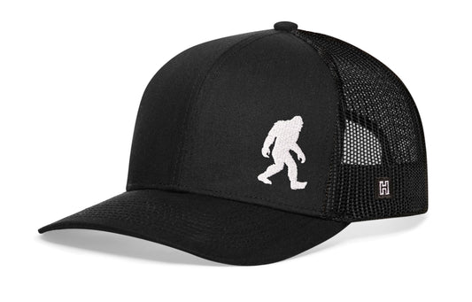 Bigfoot Trucker Haka Hat Black Sasquatch Snapback