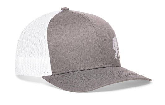 Bigfoot Trucker Haka Hat Gray-White Sasquatch Snapback