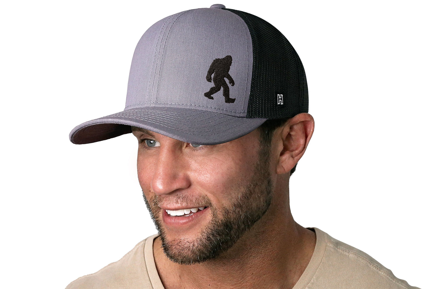 Bigfoot Trucker Haka Hat Gray-Black Sasquatch Snapback