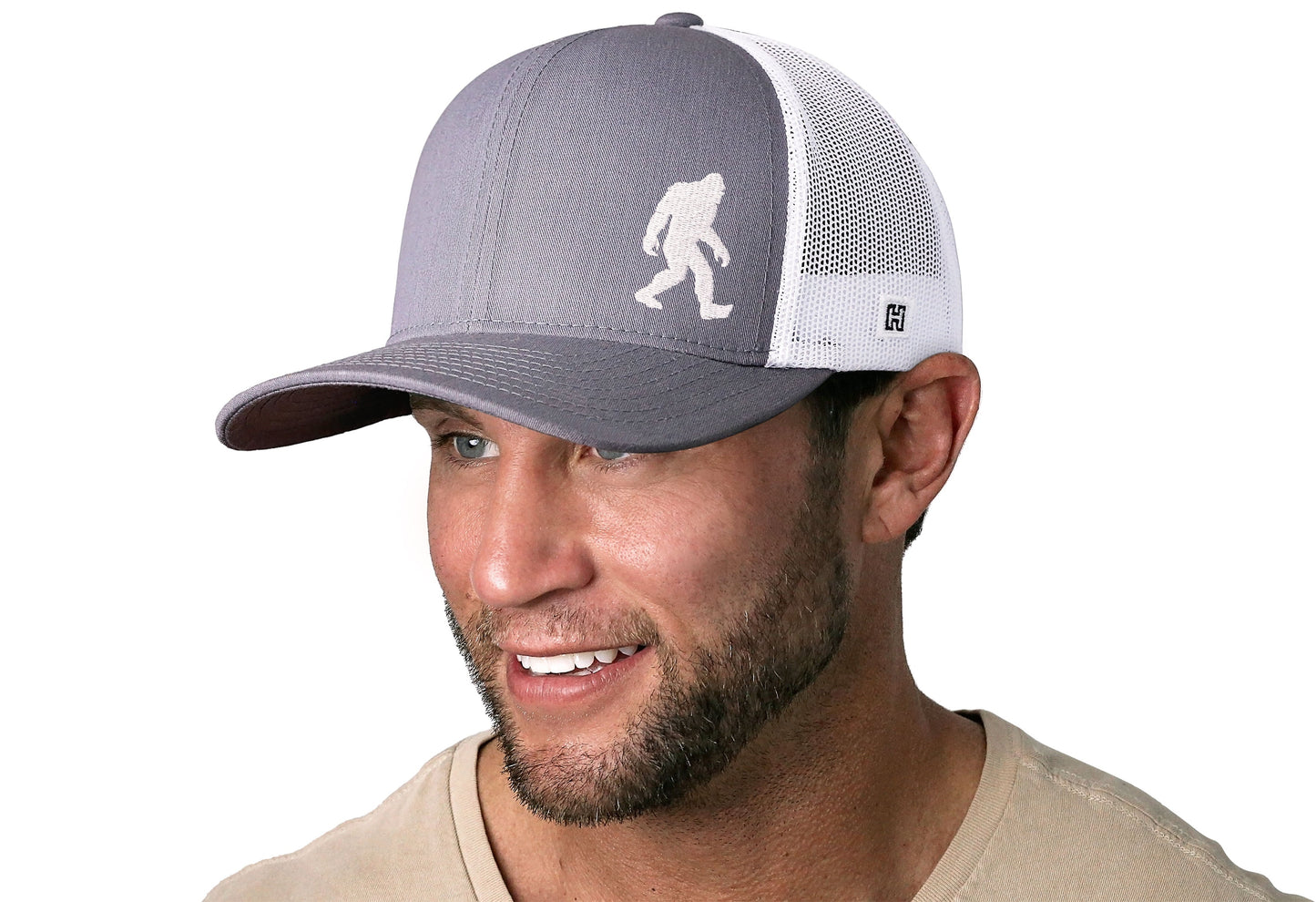 Bigfoot Trucker Haka Hat Gray-White Sasquatch Snapback
