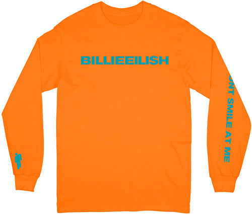 Billie Eilish Billie Eilish Don't Smile Unisex Long Sleeve T-Shirt Medium (Large Item, Medium Long Sleeve Shirt, Orange) Mens T Shirt