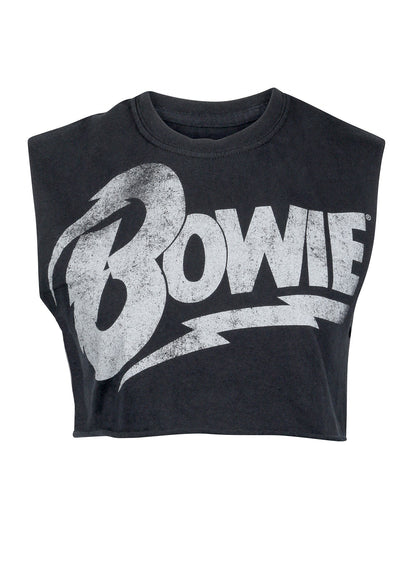 David Bowie Cropped Womnes Tee T Shirt Black by Goodie Two Sleeves