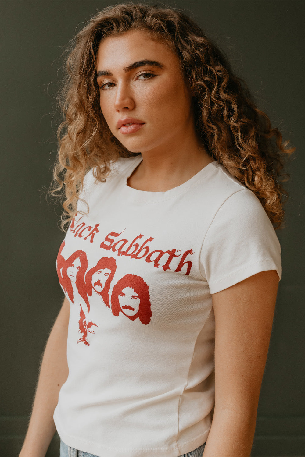 Black Sabbath Baby Tee Womens  T Shirt Cream