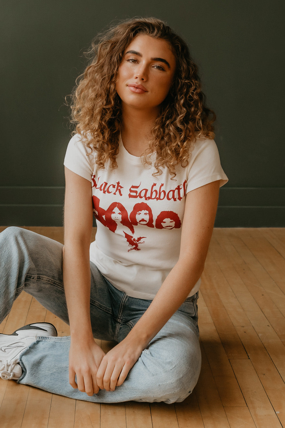 Black Sabbath Baby Tee Womens  T Shirt Cream