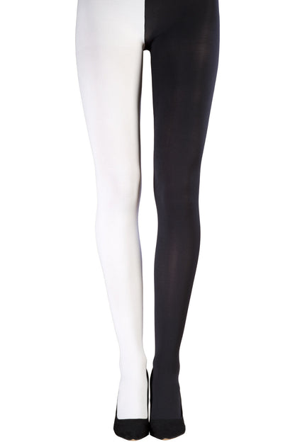 Two-Tone Black and White Seamless Adult Tights