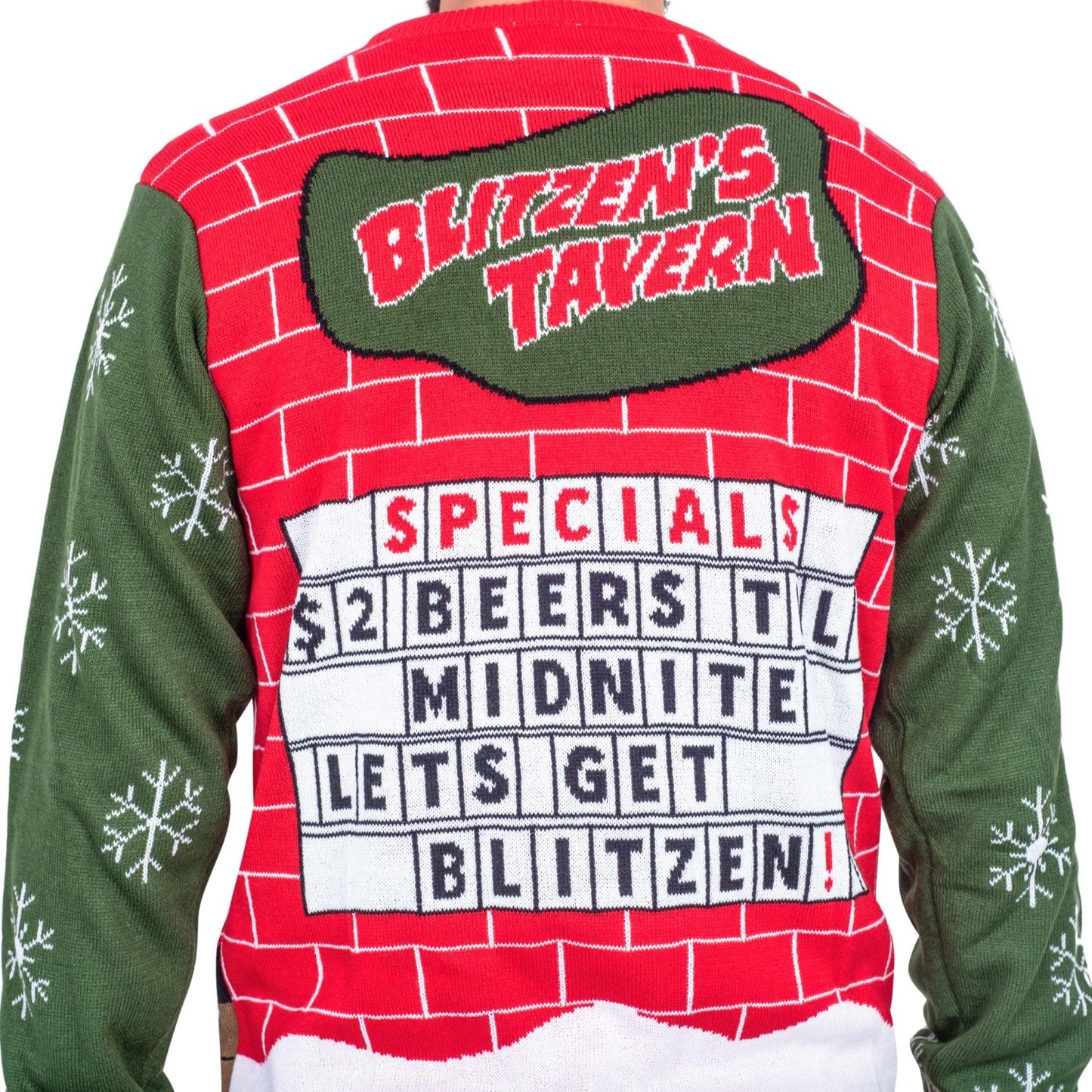 Blitzen's Tavern Funny Ugly Christmas Sweater With Beverage Dispenser