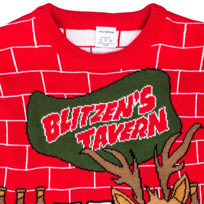 Blitzen's Tavern Funny Ugly Christmas Sweater With Beverage Dispenser