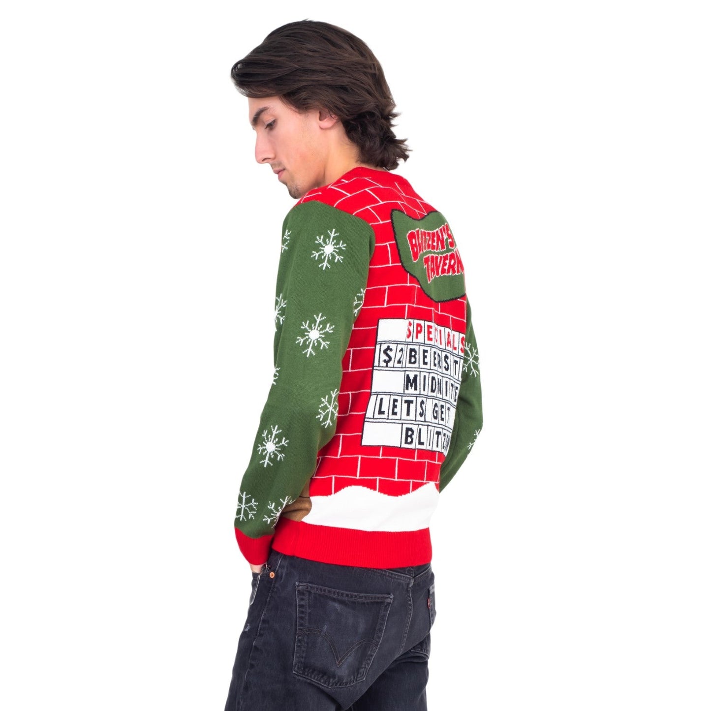Blitzen's Tavern Funny Ugly Christmas Sweater With Beverage Dispenser