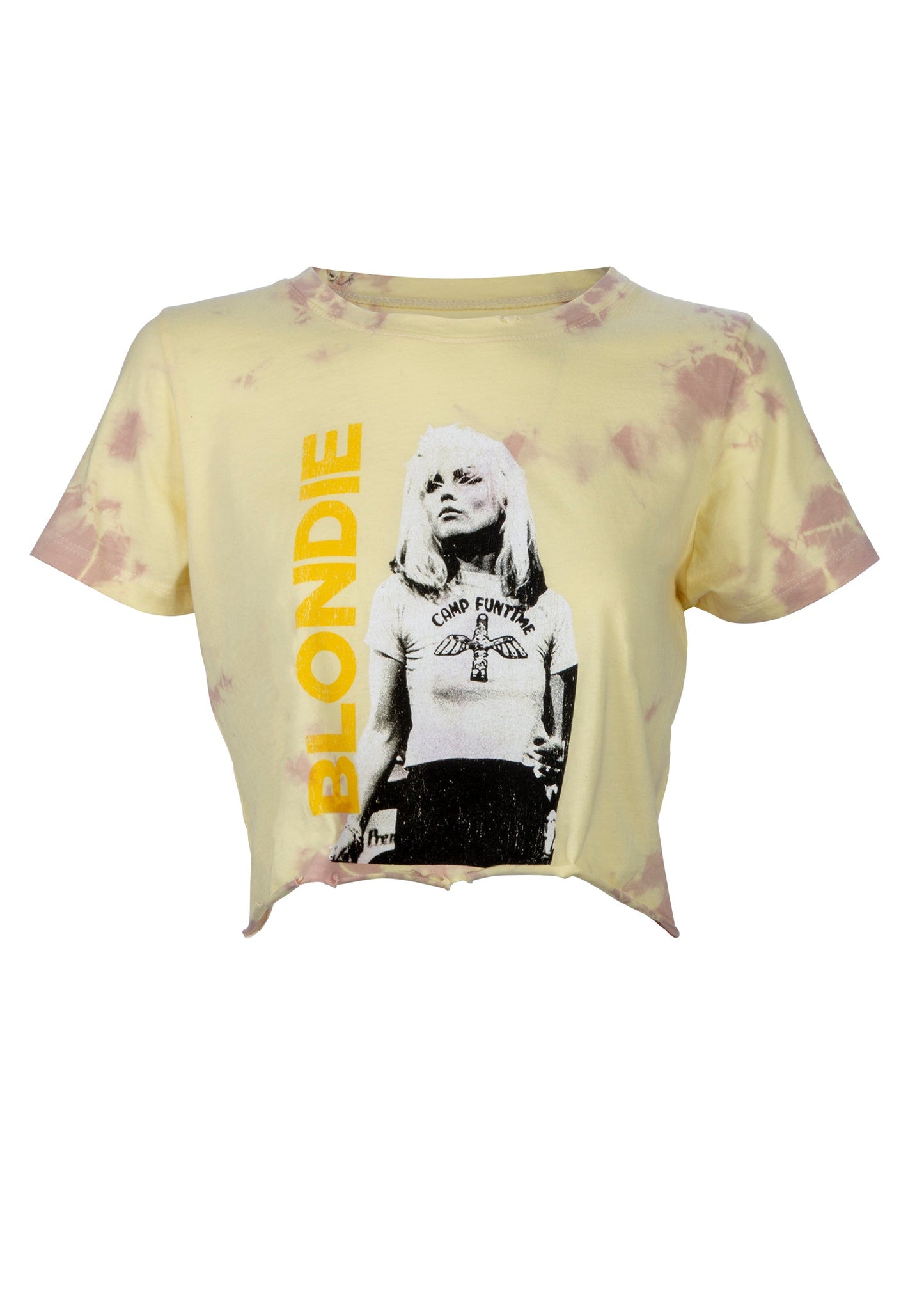 Cropped Tie Dye Blondie Band Tee Womens T Shirt Yellow by Prince Peter