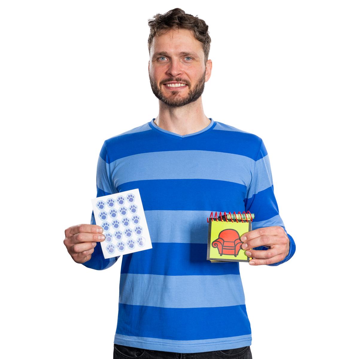 Dog Detective and Blue Handy Notebook Halloween Costume Cosplay Accessory with Dog Paws Stickers and Black Crayon