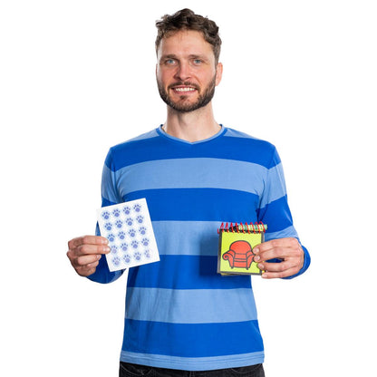 Dog Detective and Blue Handy Notebook Halloween Costume Cosplay Accessory with Dog Paws Stickers and Black Crayon