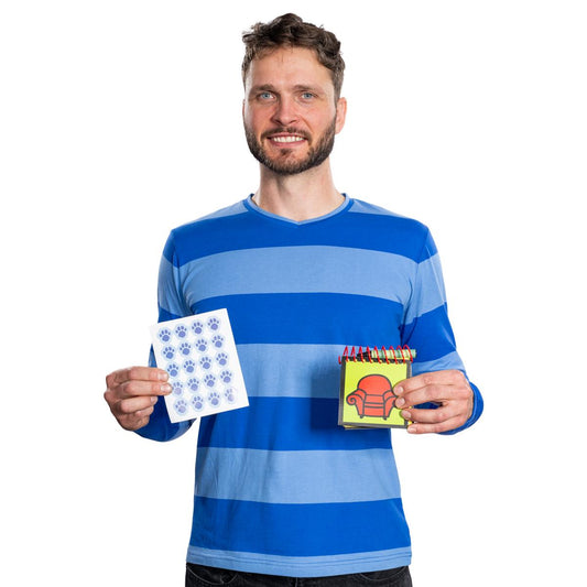 Dog Detective and Blue Handy Notebook Halloween Costume Cosplay Accessory with Dog Paws Stickers and Black Crayon