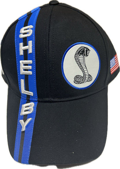 Shelby Cobra Official Black with Blue Stripes Hat
