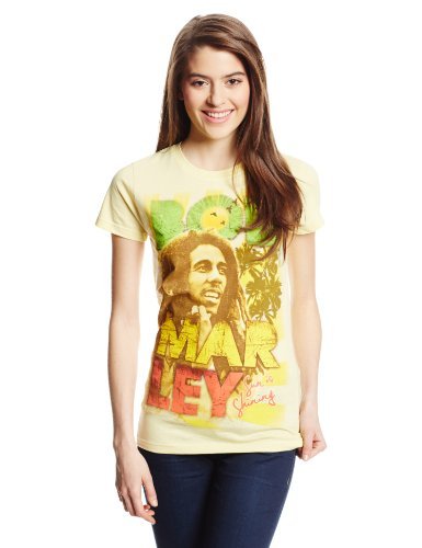 Bob Marley Bob Marley Sun Is Shining Juniors T-Shirt, Light Yellow, X-Large Mens T Shirt