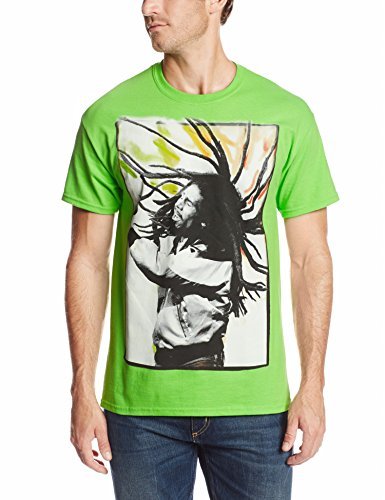 Bob Marley Zion Rootswear Men'S Bob Marley Flying Dreads (Lime) T-Shirt, Green, Small Mens T Shirt