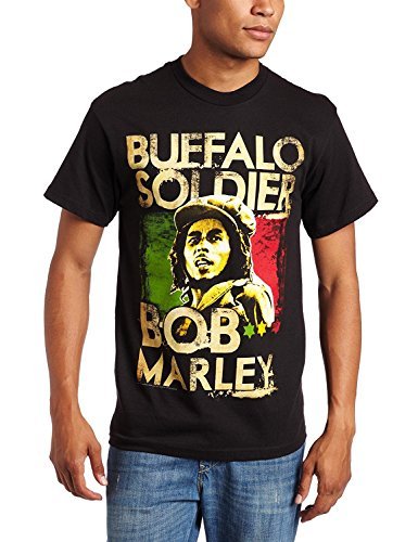 Bob Marley Zion Rootswear Men'S Marley Buffalo Soldier T-Shirt, Black, Medium Mens T Shirt