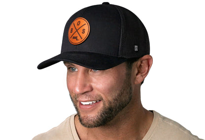 Boston Trucker Leather Haka Hat Black BOS X Snapback