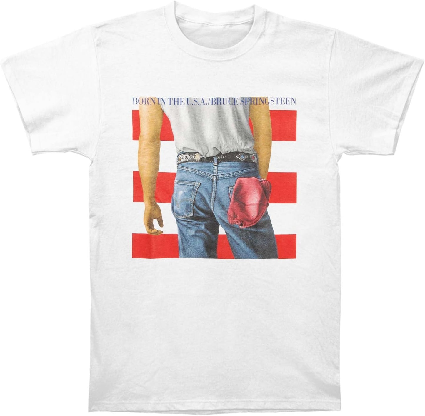 Bruce Springsteen Born in the USA Lyrics Officially Licensed Mens T Shirt White