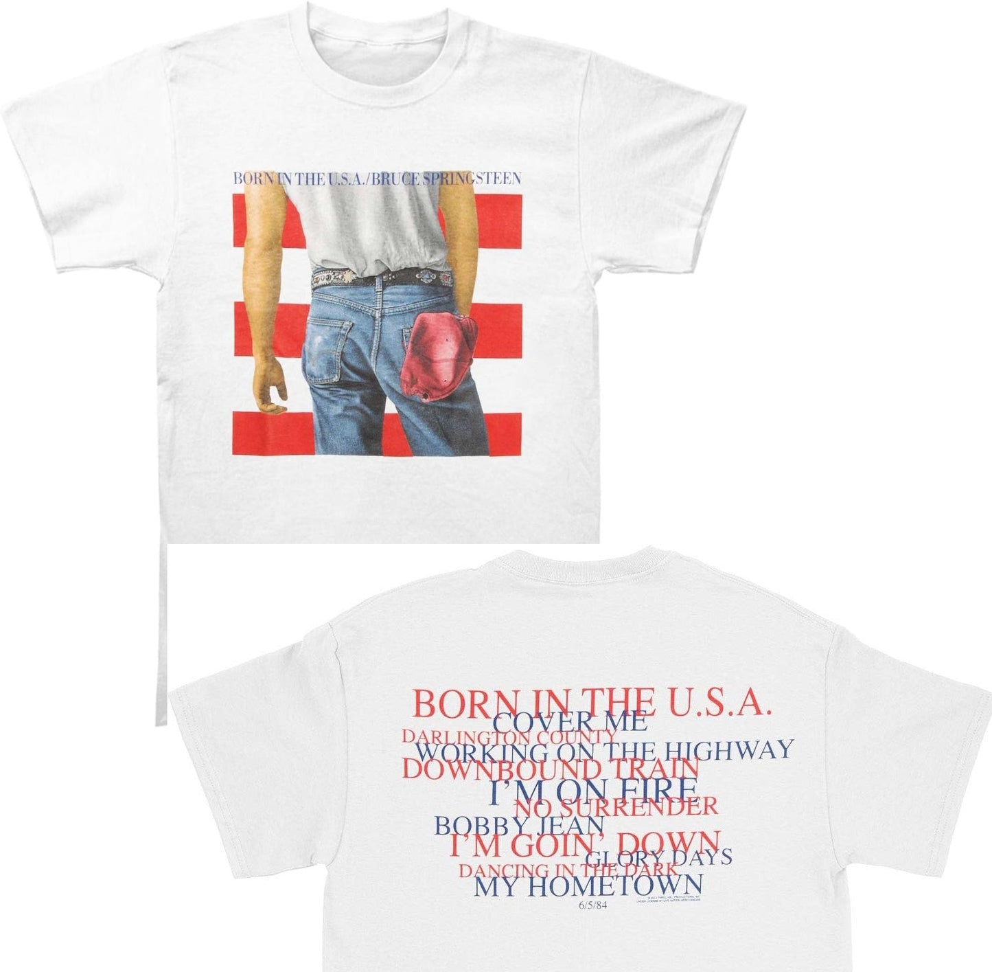 Bruce Springsteen Born in the USA Lyrics Officially Licensed Mens T Shirt White