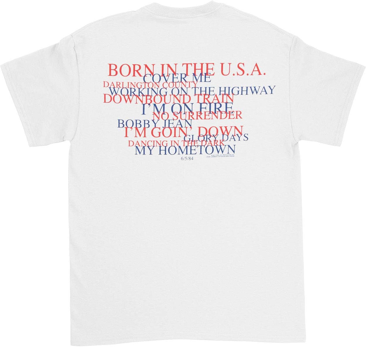 Bruce Springsteen Born in the USA Lyrics Officially Licensed Mens T Shirt White