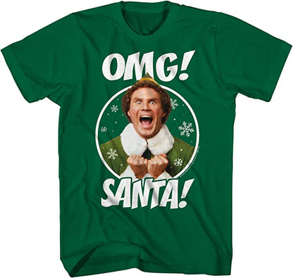 Buddy The Elf OMG Santa I Know Him Green T Shirt