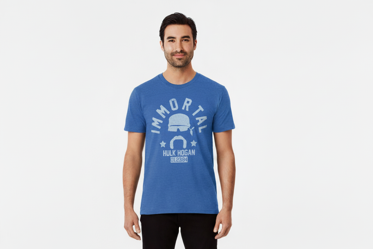 Hulk Hogan Immortal 01-23-84 Mens T Shirt Sky Blue