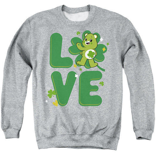 Care Bears: Unlock The Magic Good Luck Bear Love St. Patrick'S Day Mens Crewneck Sweatshirt Athletic Heather Officially Licensed