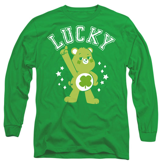 Care Bears: Unlock The Magic Good Luck Bear Lucky Collegiate St. Patrick'S Day Mens Long Sleeve Shirt Kelly Green Officially Licensed