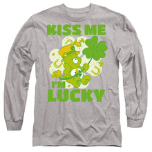 Load image into Gallery viewer, Care Bears Kiss Me I&#39;M Lucky St. Patrick&#39;S Day Good Luck Bear Mens Long Sleeve Shirt Athletic Heather Officially Licensed
