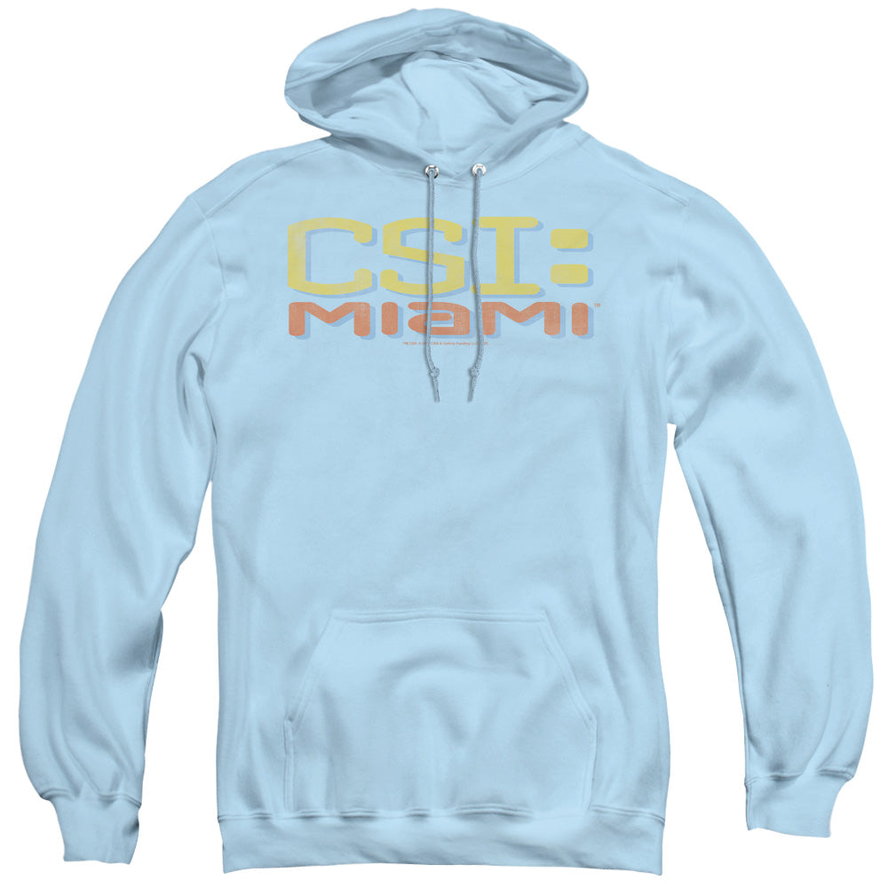 Csi Miami Logo Distressed Mens Hoodie Light Blue