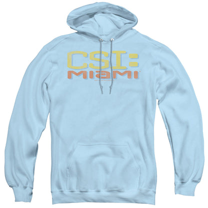 Csi Miami Logo Distressed Mens Hoodie Light Blue