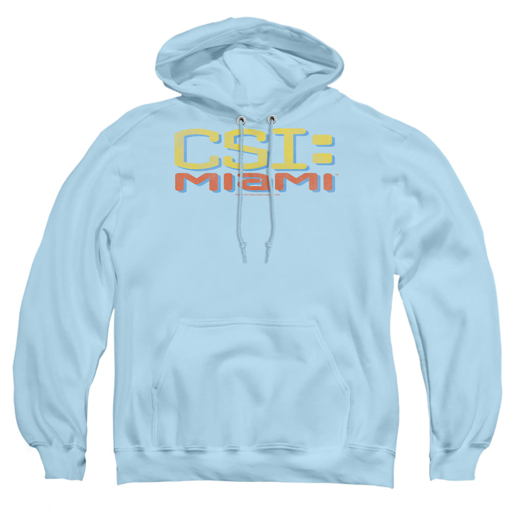 Csi Miami Logo Distressed Mens Hoodie Light Blue