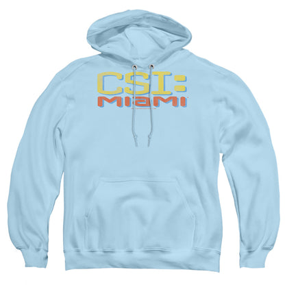 Csi Miami Logo Distressed Mens Hoodie Light Blue