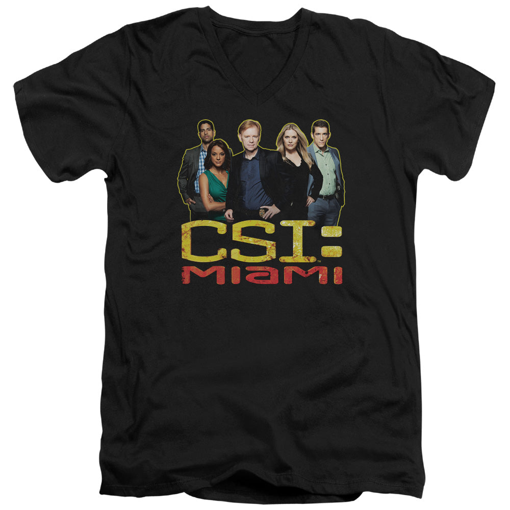 Csi Miami the Cast in Black Mens Slim Fit V-Neck T Shirt Black