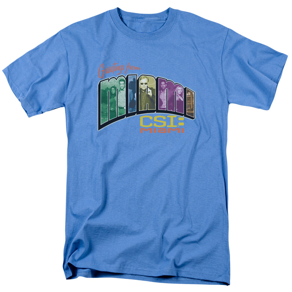 Csi Miami Greeting From Miami Mens T Shirt Carolina Blue