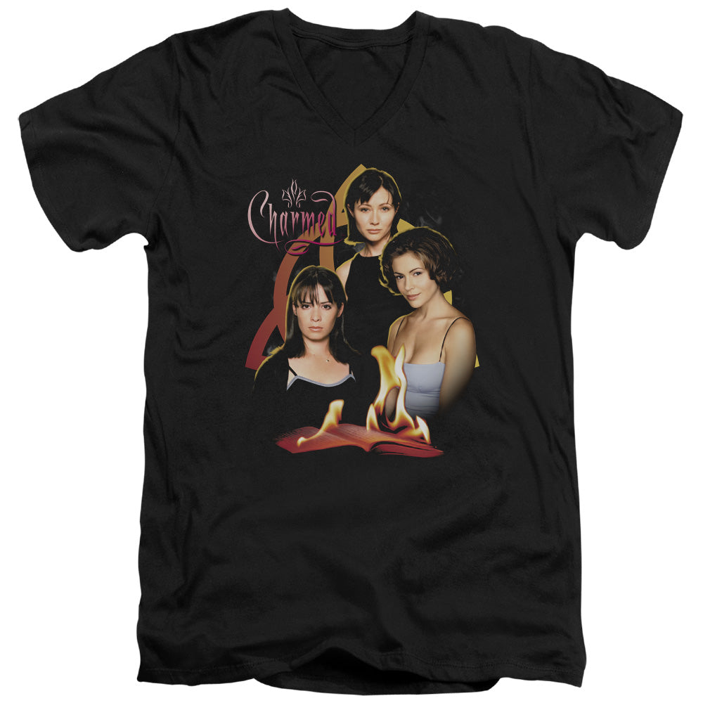 Charmed Original Three Mens Slim Fit V-Neck T Shirt Black