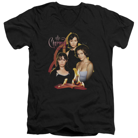 Charmed Original Three Mens Slim Fit V-Neck T Shirt Black